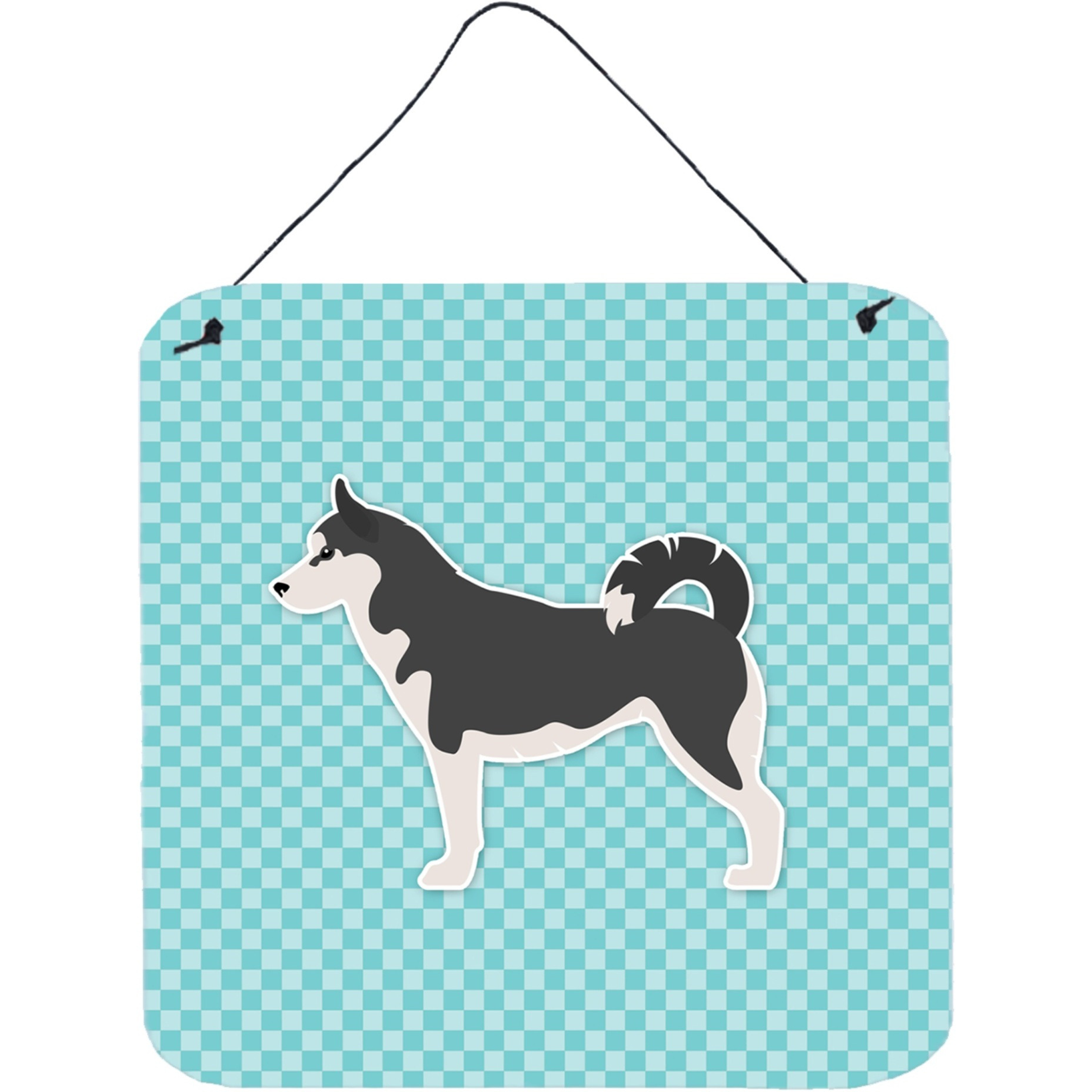 &quotCaroline's Treasures Siberian Husky Checkerboard Blue Wall or Door Hanging Prints BB3780DS66, 6"" x 6"", Multicolor"