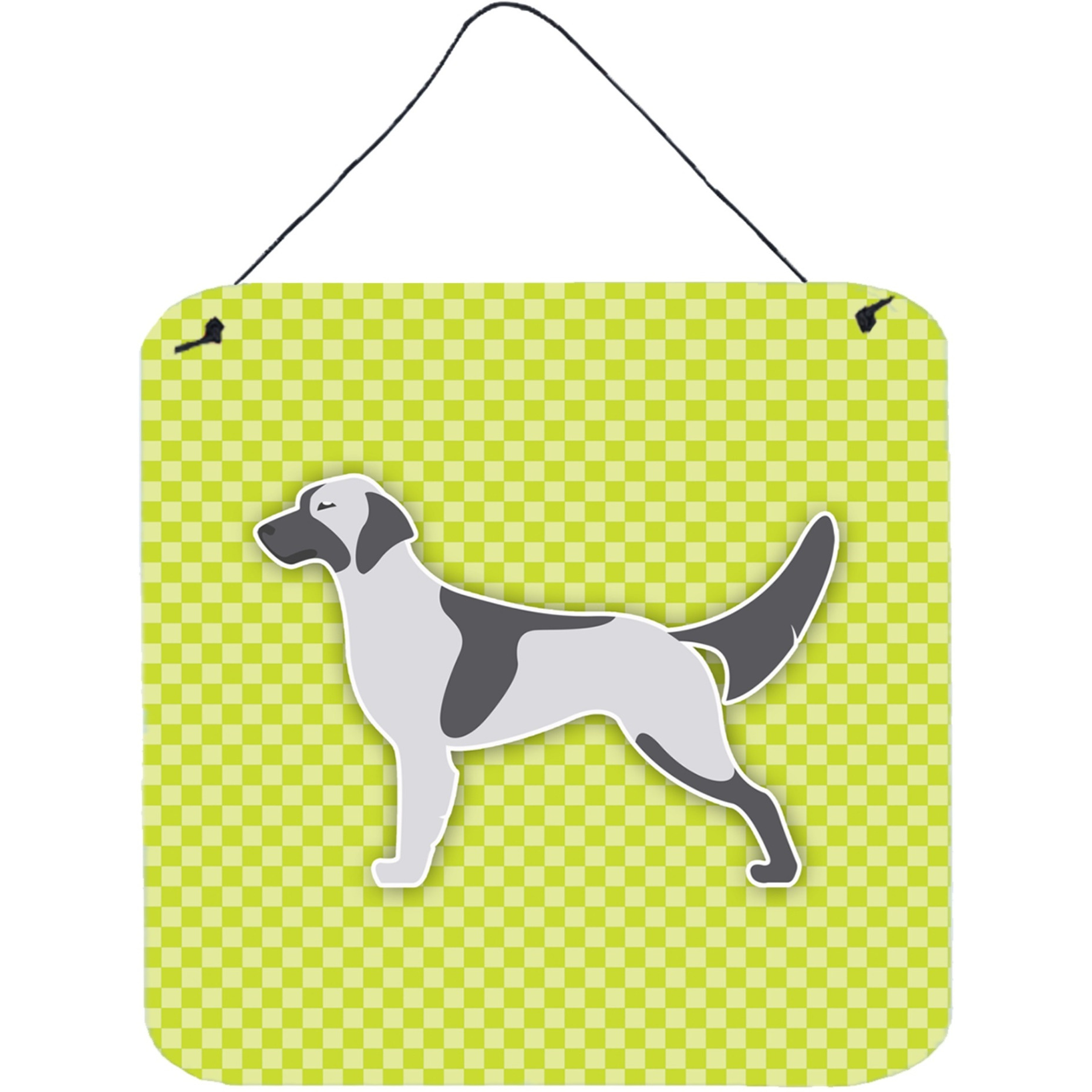 &quotCaroline's Treasures English Setter Checkerboard Green Wall or Door Hanging Prints BB3781DS66, 6"" x 6"", Multicolor"