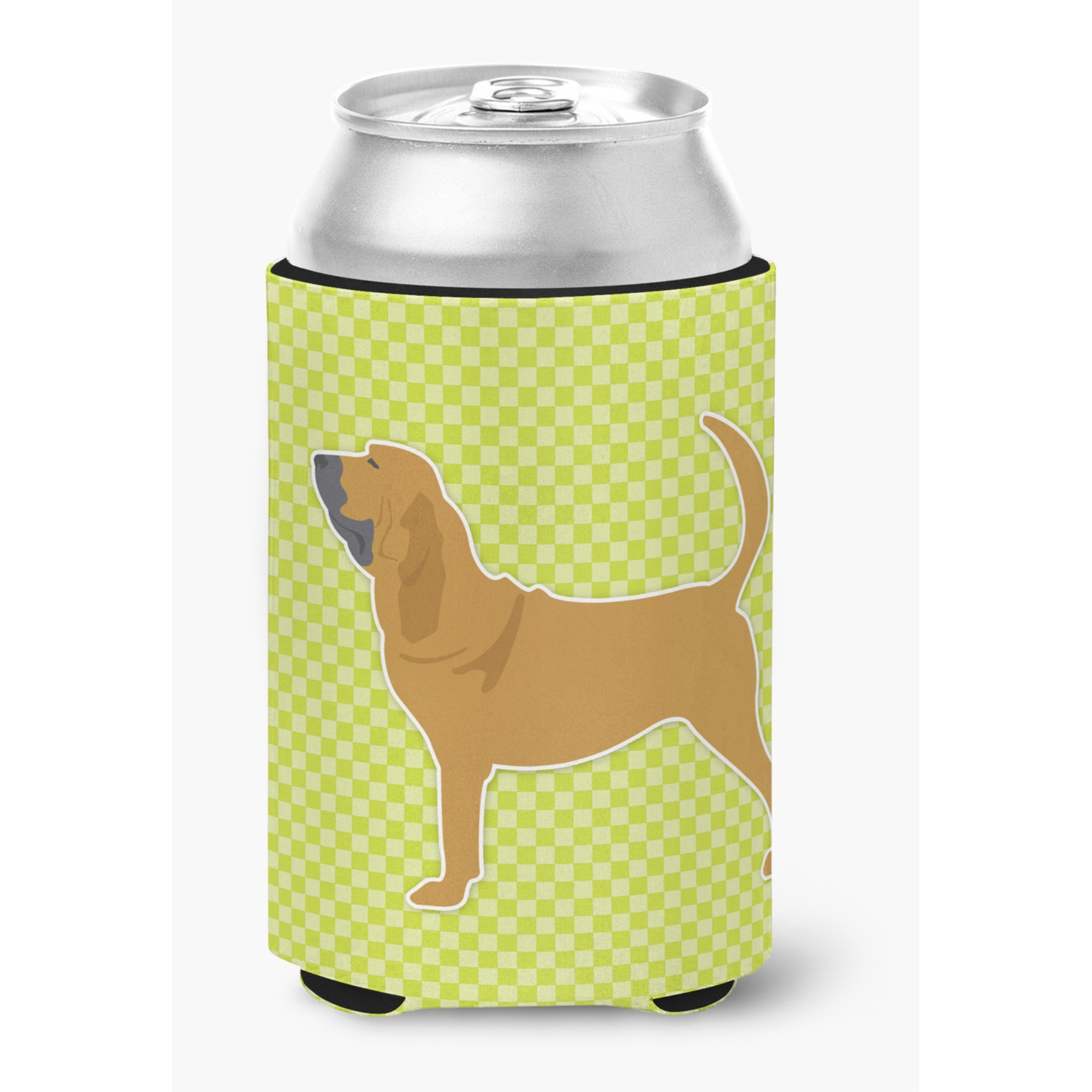 &quotCaroline's Treasures Bloodhound Checkerboard green Can or Bottle Hugger BB3784CC, Can Hugger, Multicolor"
