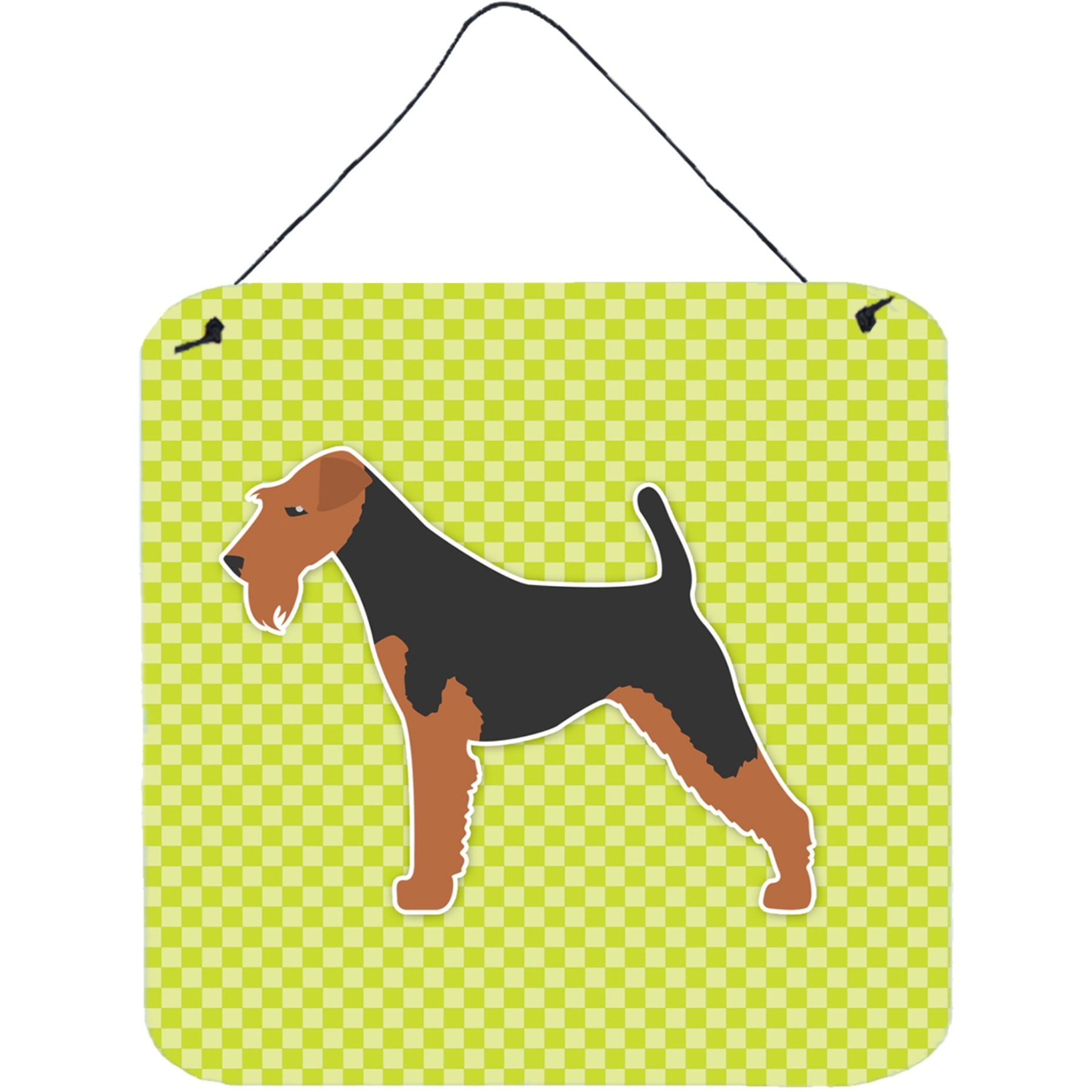 &quotCaroline's Treasures Welsh Terrier Checkerboard Green Wall or Door Hanging Prints BB3785DS66, 6"" x 6"", Multicolor"