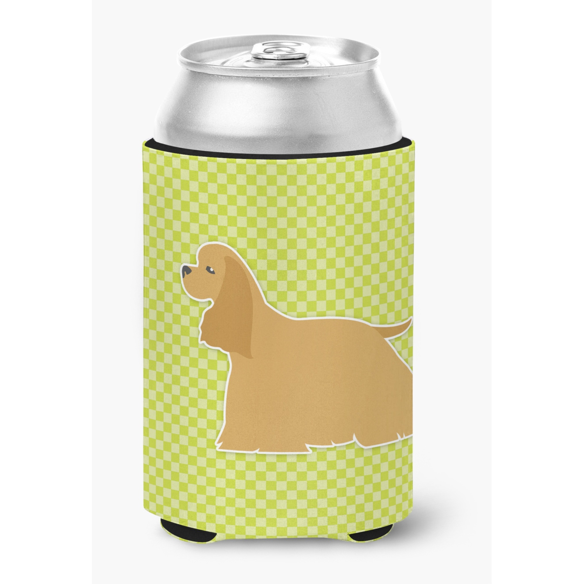 &quotCaroline's Treasures Cocker Spaniel Checkerboard green Can or Bottle Hugger BB3786CC, Can Hugger, Multicolor"
