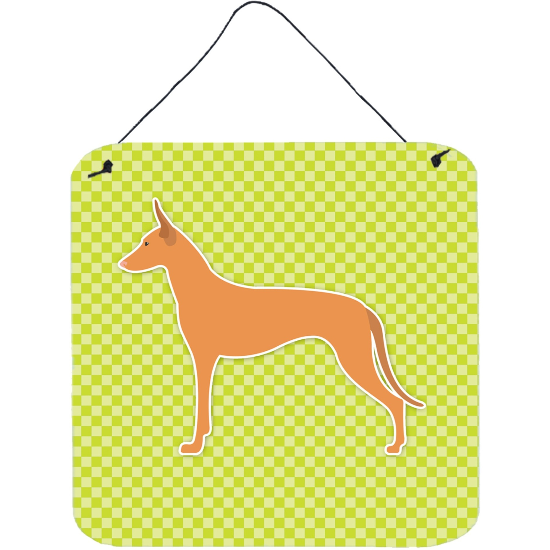 &quotCaroline's Treasures Pharaoh Hound Checkerboard Green Wall or Door Hanging Prints BB3788DS66, 6"" x 6"", Multicolor"