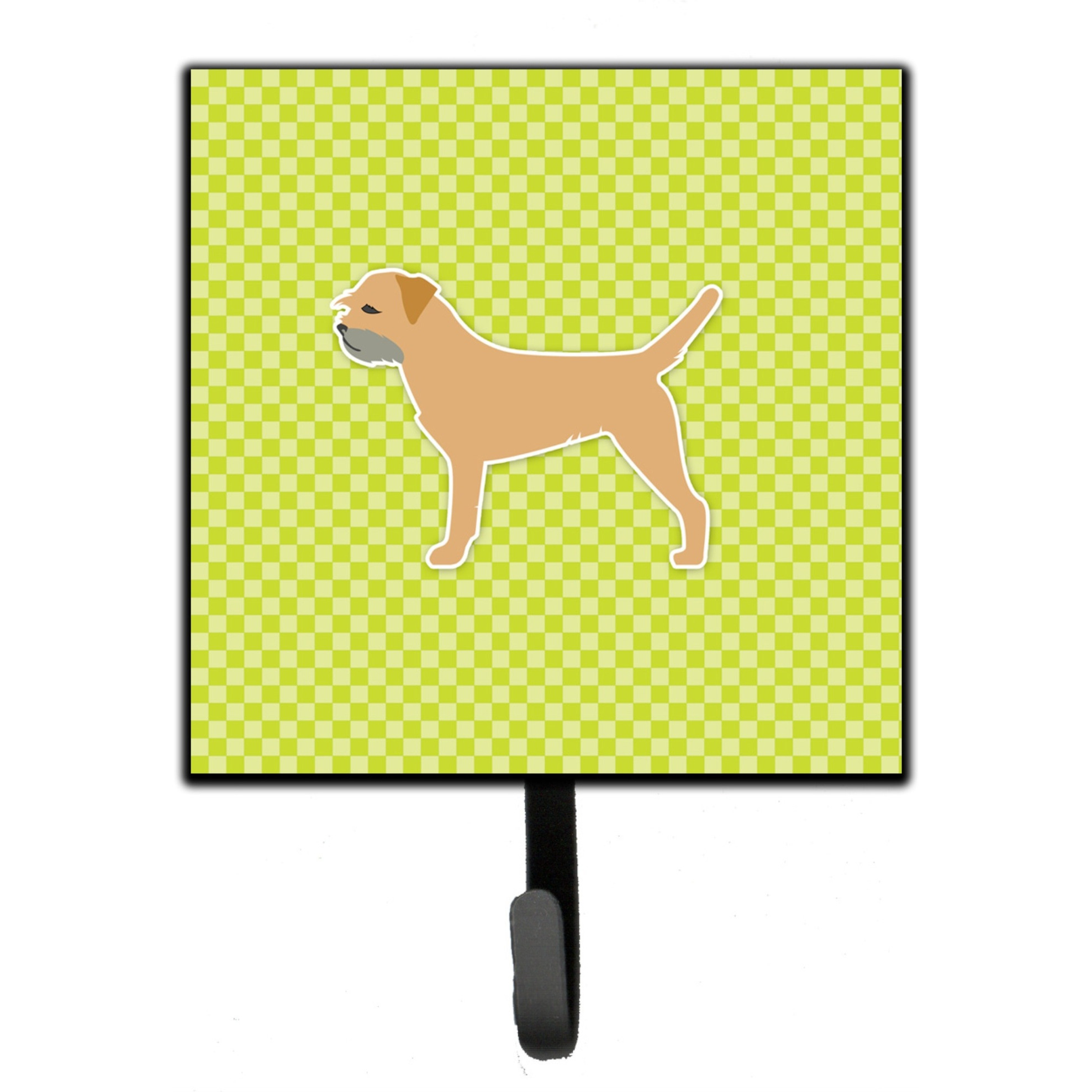 &quotCaroline's Treasures Border Terrier Checkerboard Green Leash or Key Holder BB3789SH4, Small, Multicolor"