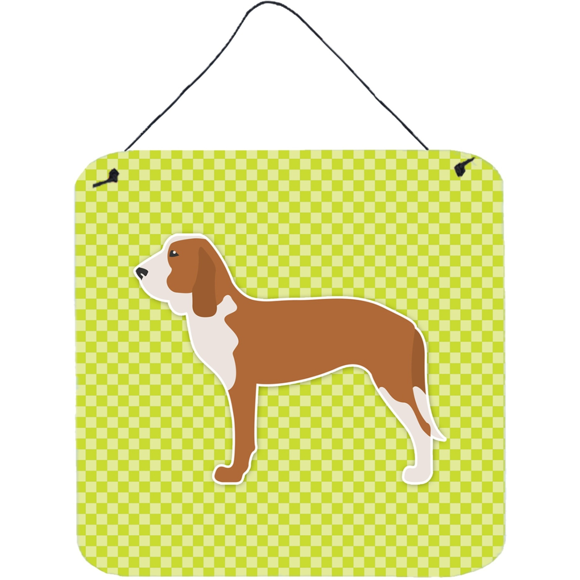 &quotCaroline's Treasures Spanish Hound Checkerboard Green Wall or Door Hanging Prints BB3791DS66, 6"" x 6"", Multicolor"