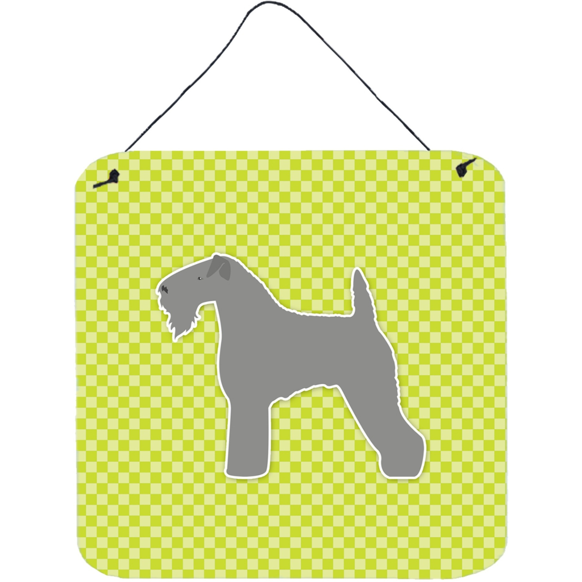 &quotCaroline's Treasures Kerry Blue Terrier Checkerboard Green Wall or Door Hanging Prints BB3792DS66, 6"" x 6"", Multicolor"
