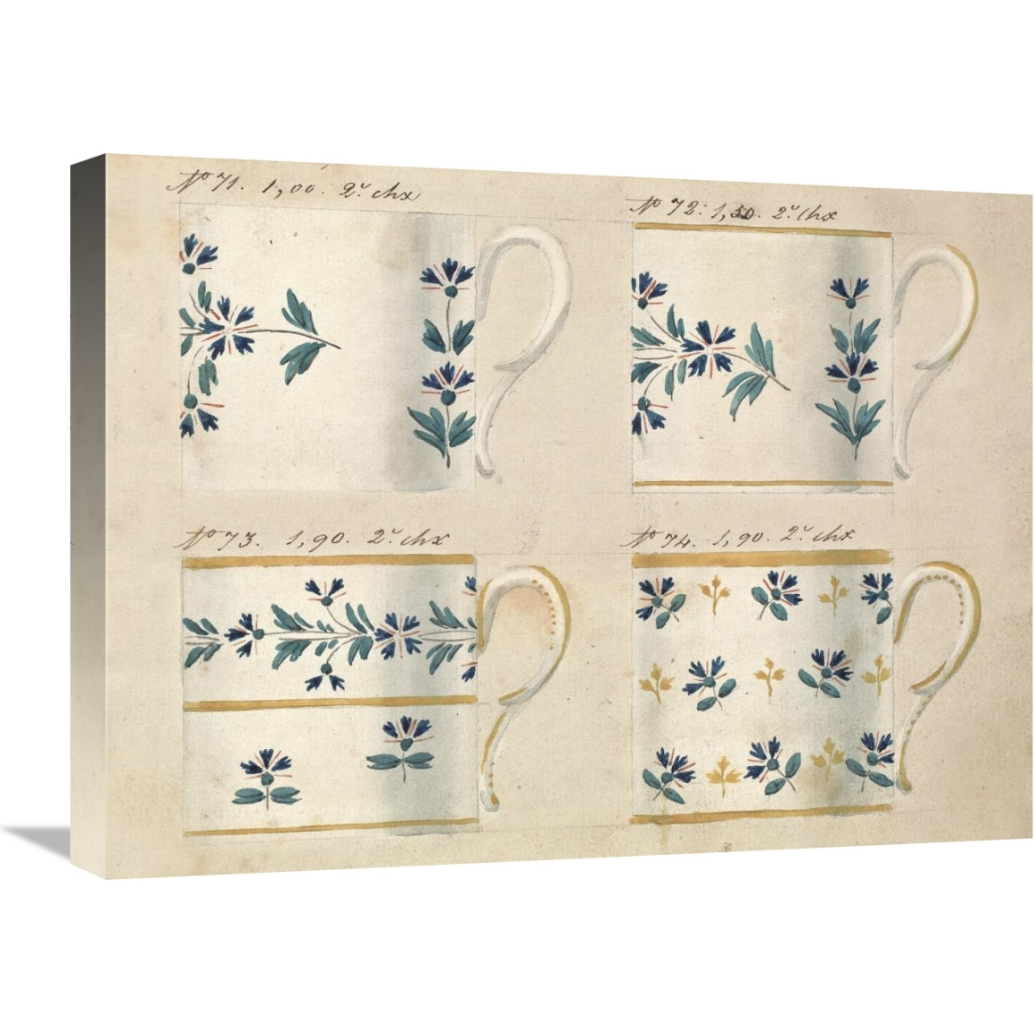 Quatre tasses du 1er choix, ca. 1800-1820-Canvas Art-24&quotx18"