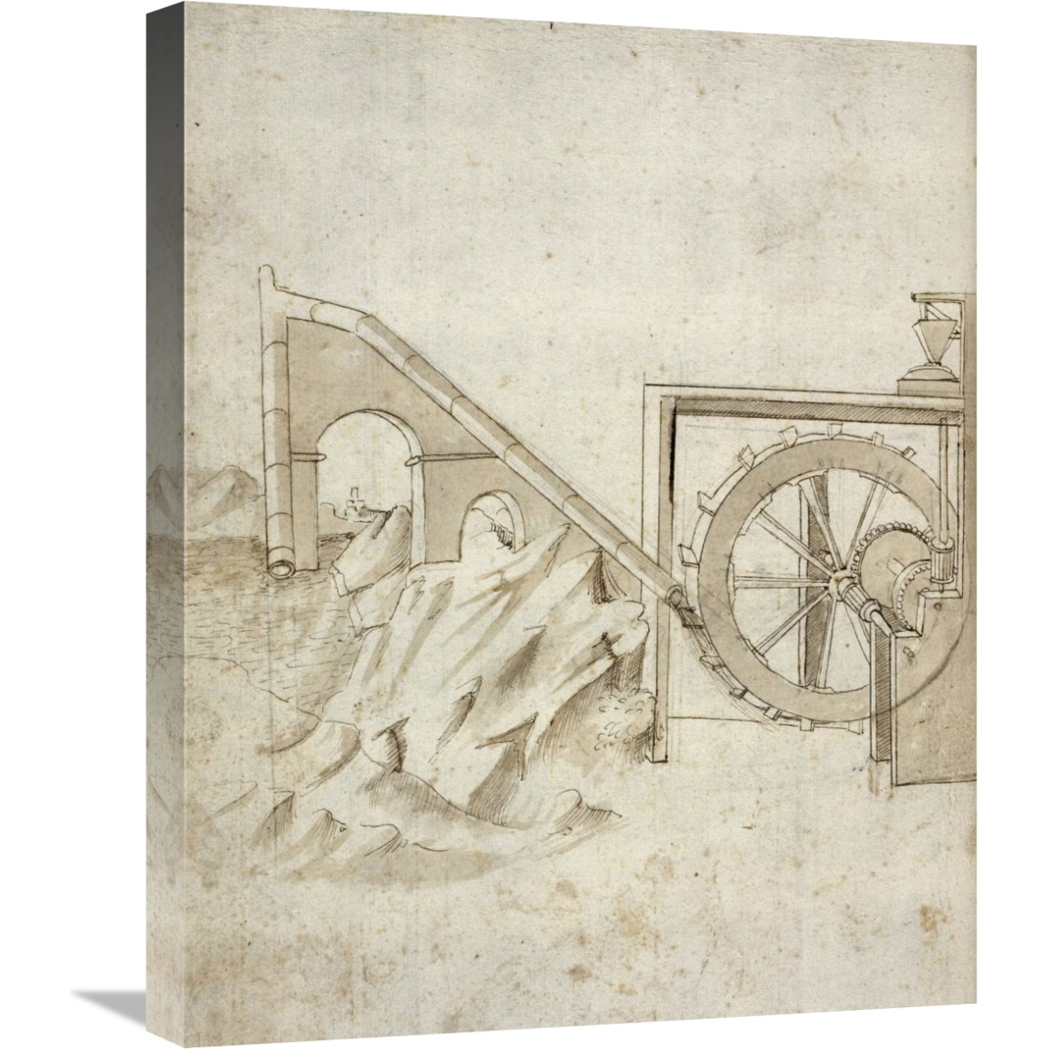 Folio 13 mill powered by water from siphon-Canvas Art-20&quotx24"