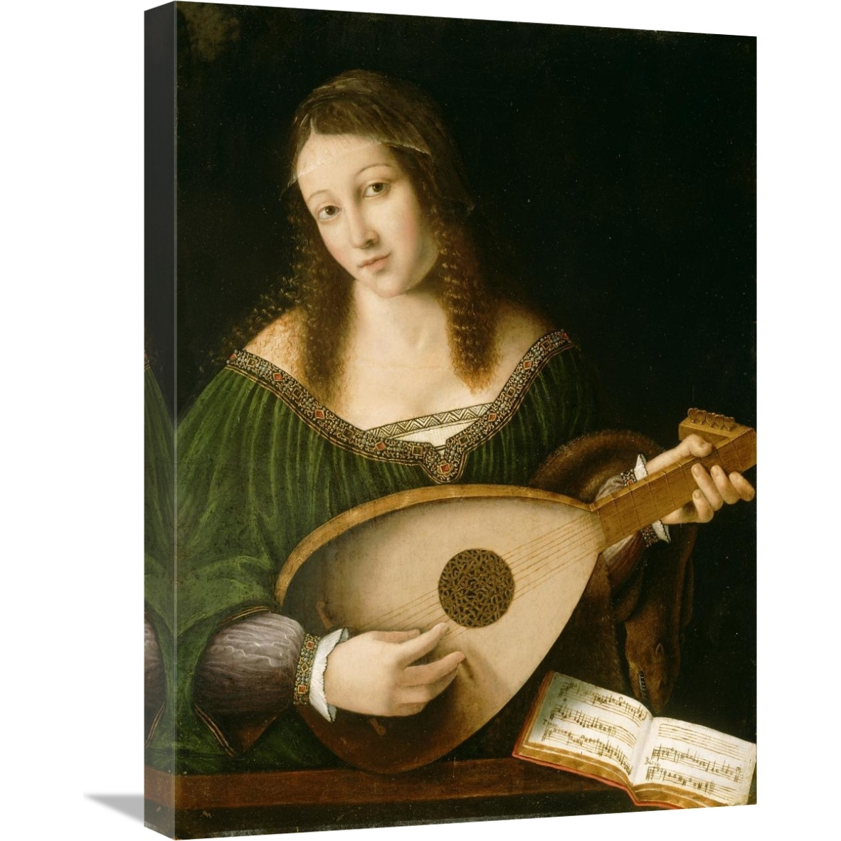 Lady Playing a Lute-Canvas Art-18&quotx24"