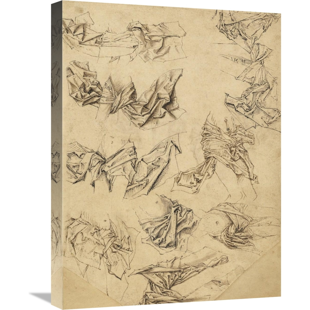 Studies of Christ&quots Loincloth (recto) Studies of Bookbindings and of Christ&quots Loincloth (verso)-Canvas Art-18&quotx24"