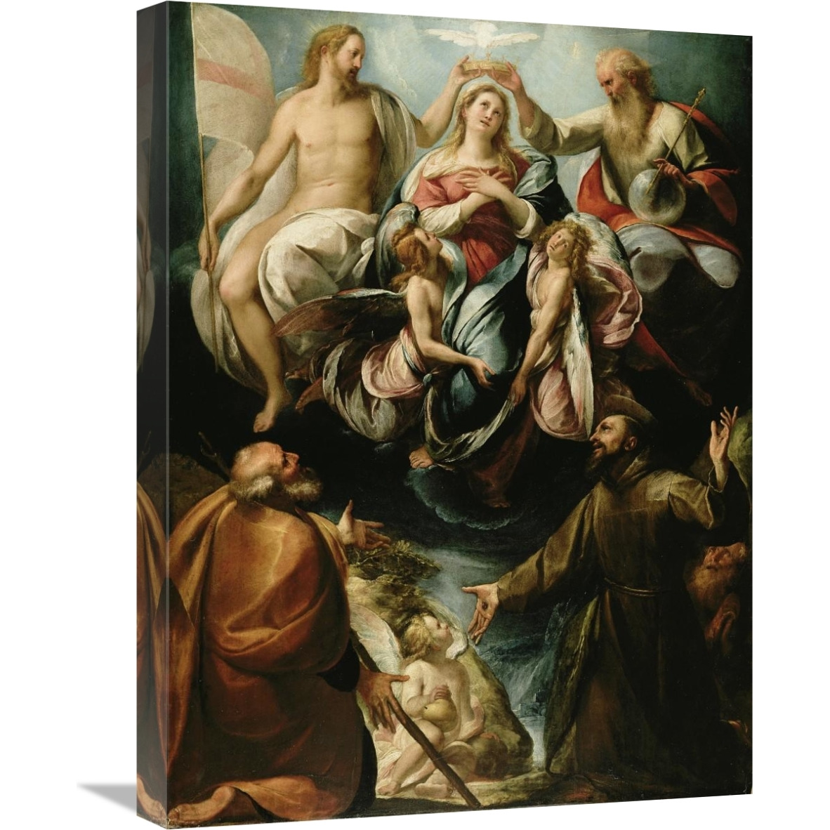Coronation of the Virgin with Saints Joseph and Francis of Assisi-Canvas Art-18&quotx24"