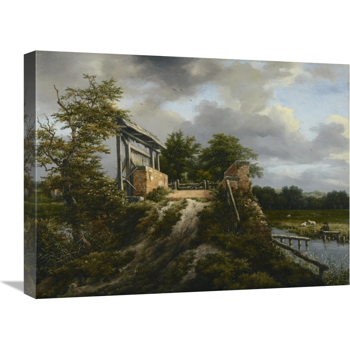 Bridge with a Sluice-Canvas Art-24&quotx18"