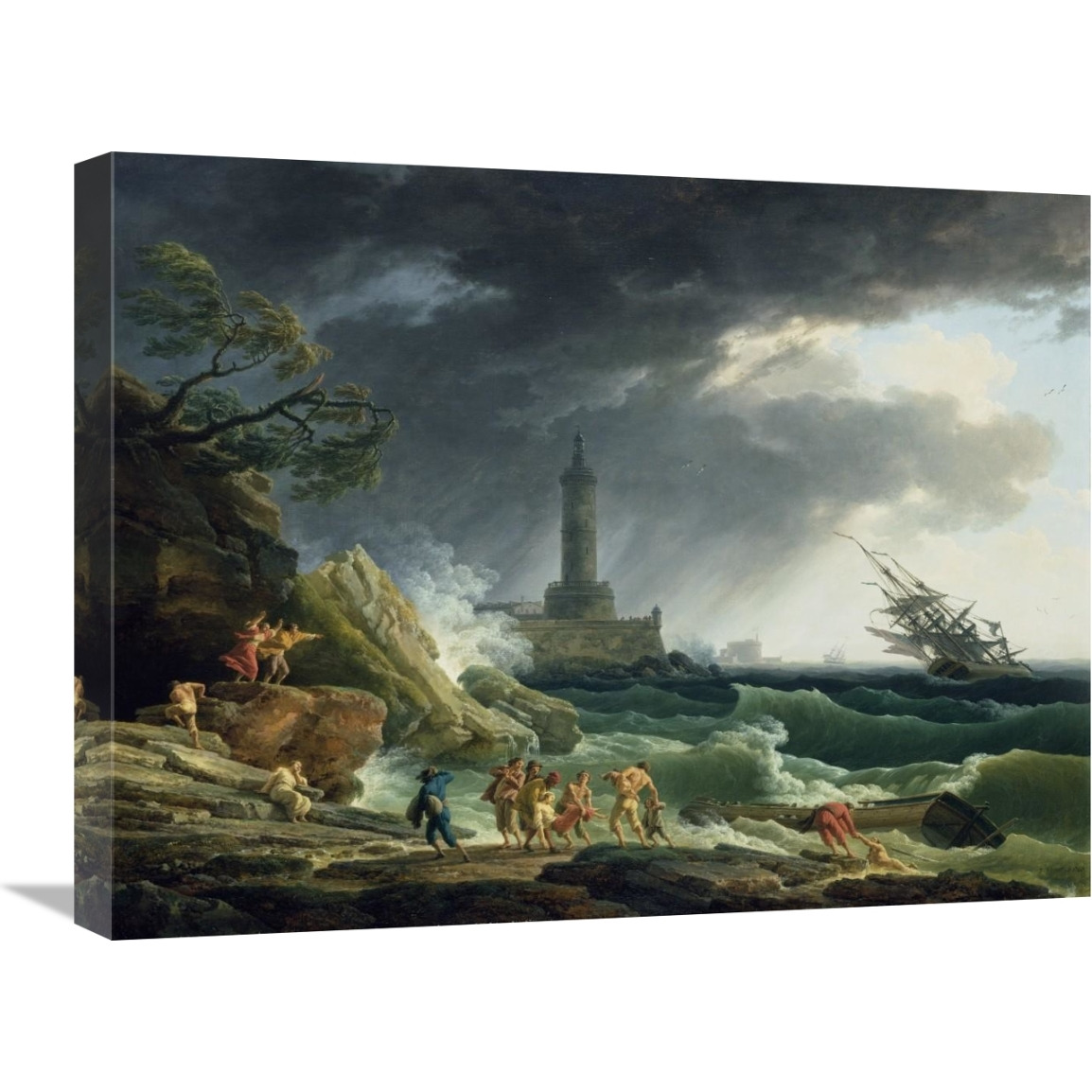 A Storm on a Mediterranean Coast-Canvas Art-24&quotx18"