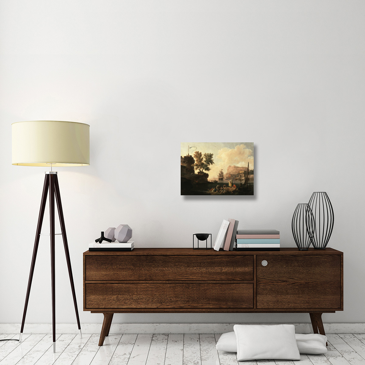 Mediterranean Harbor Scene-Canvas Art-24&quotx18"