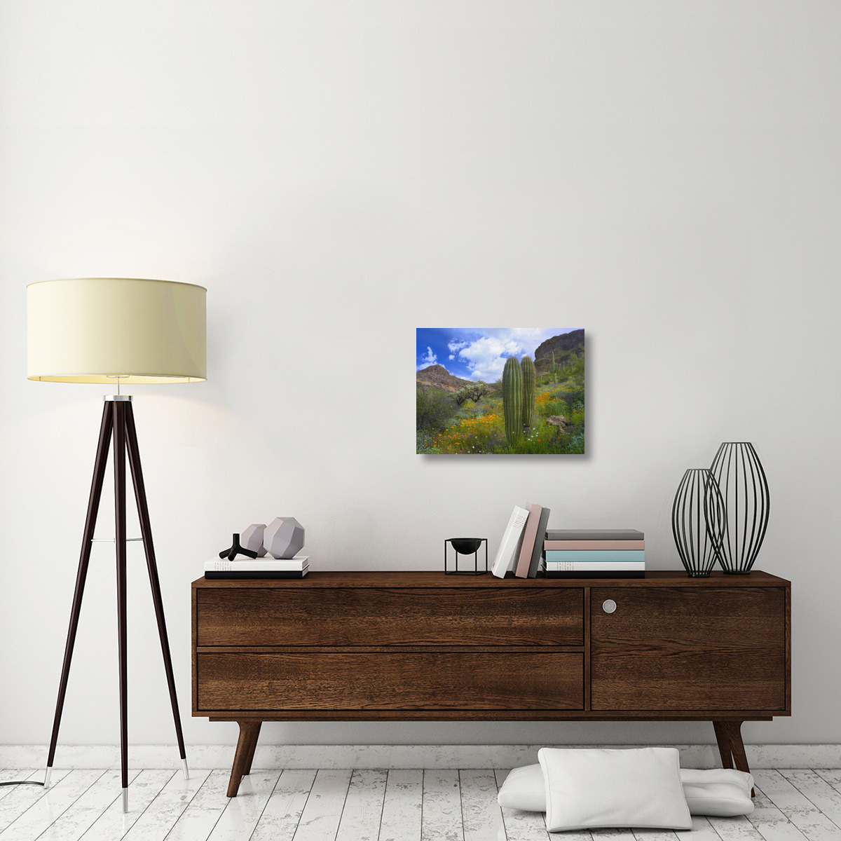 Saguaro amid flowering Lupine, Organ Pipe Cactus National Monument, Arizona-Canvas Art-24&quotx18"