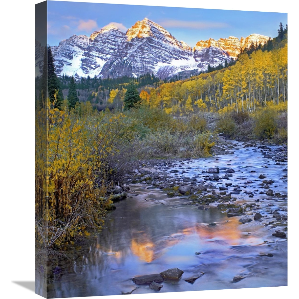Maroon Bells and Maroon Creek, Colorado-Canvas Art-18.7&quotx22"