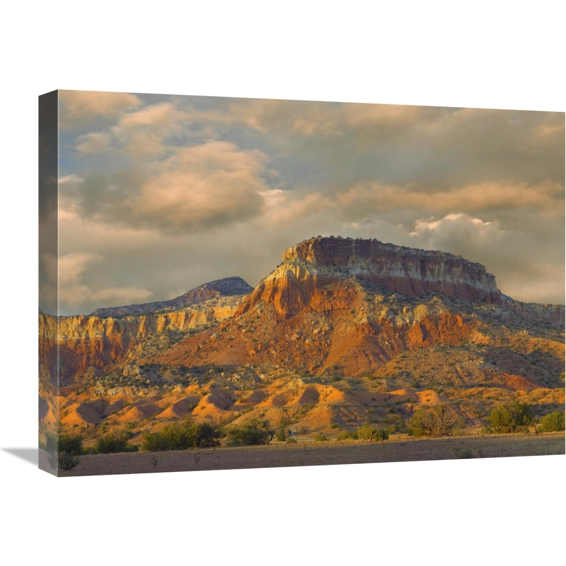 Sandstone butte showing sedimentary rock layers, New Mexico-Canvas Art-24&quotx18"