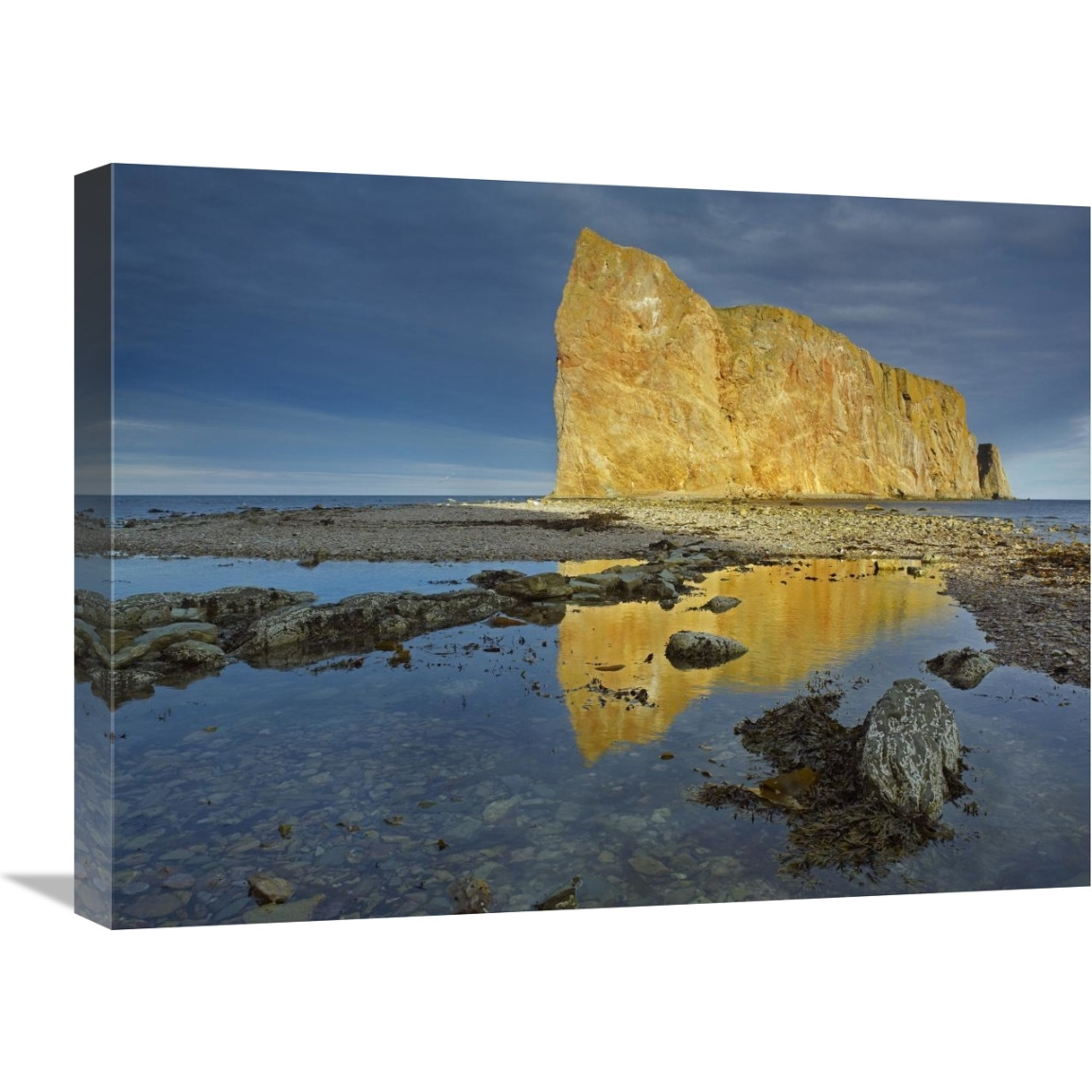 Coastline and Perce Rock, a limestone formation, Quebec, Canada-Canvas Art-24&quotx18"