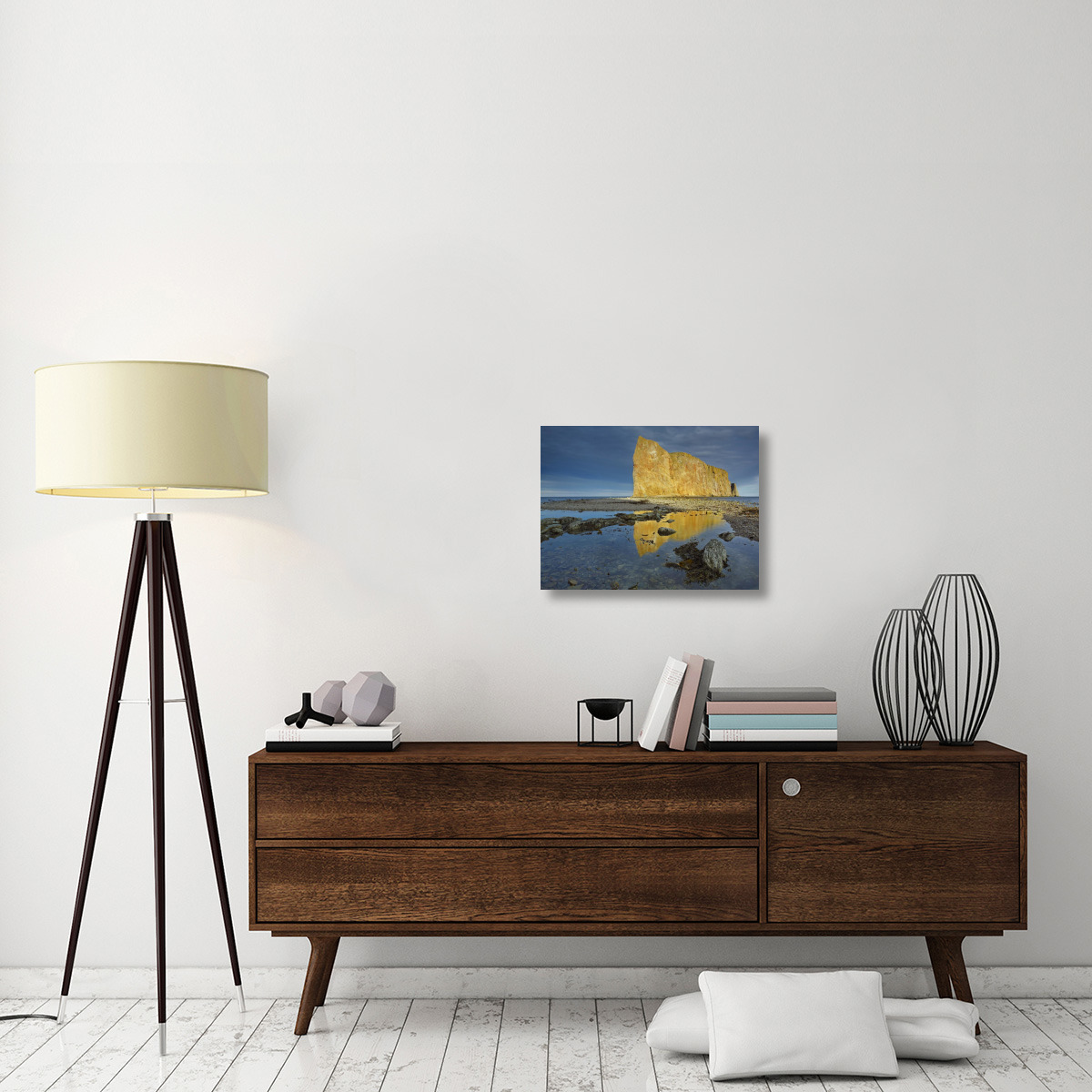 Coastline and Perce Rock, a limestone formation, Quebec, Canada-Canvas Art-24&quotx18"