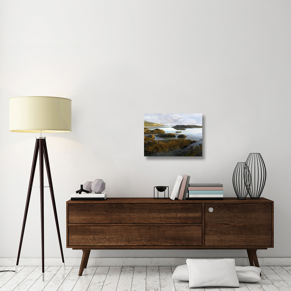 Seaweed covered rocks exposed at low tide, Neptune Beach, Oregon-Canvas Art-24&quotx18"