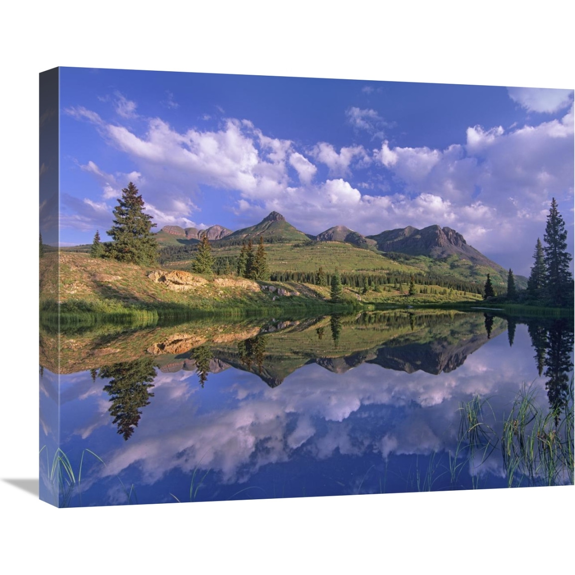 Grand Turk and Sultan Mountain reflected in Molas Lake, Colorado-Canvas Art-24&quotx20"
