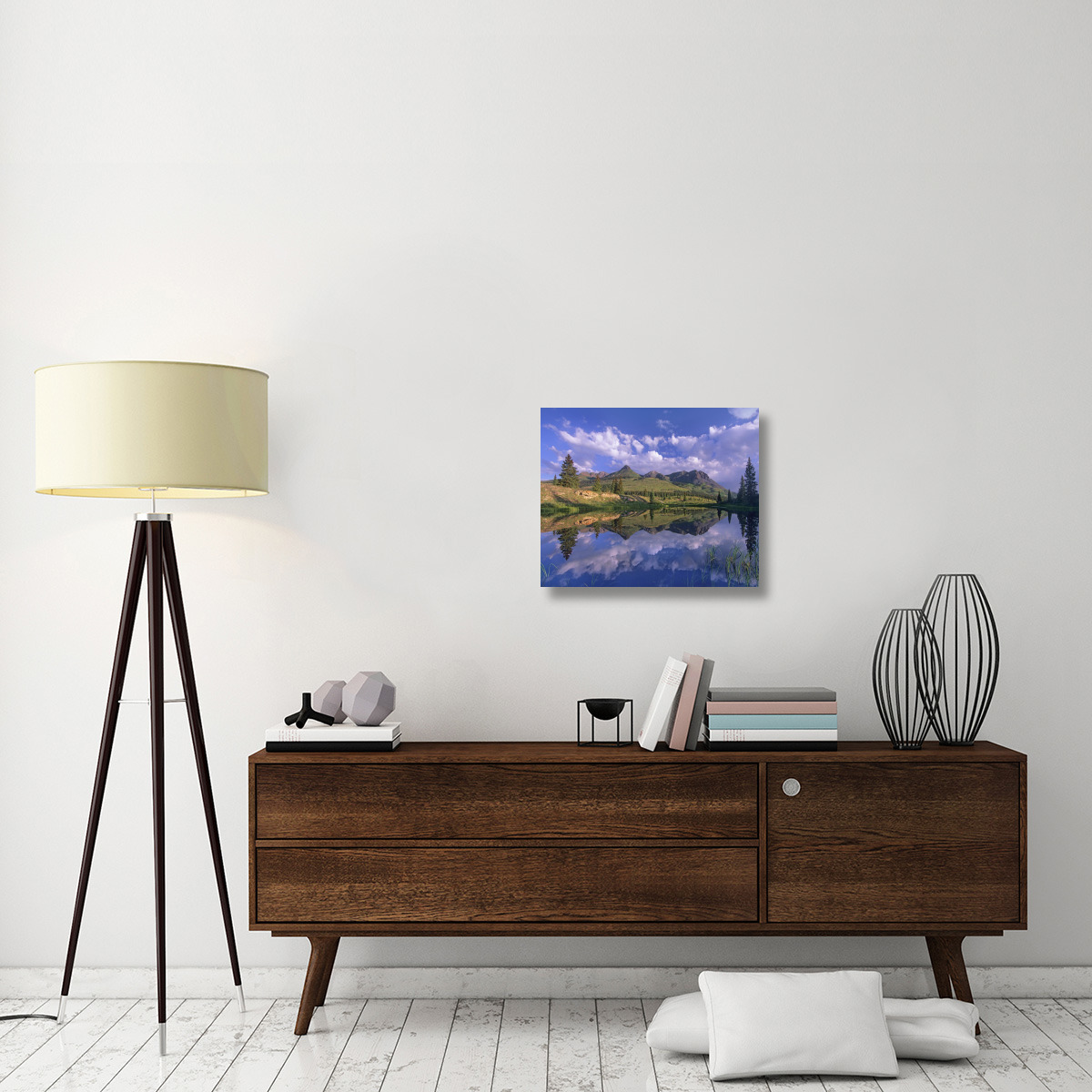 Grand Turk and Sultan Mountain reflected in Molas Lake, Colorado-Canvas Art-24&quotx20"