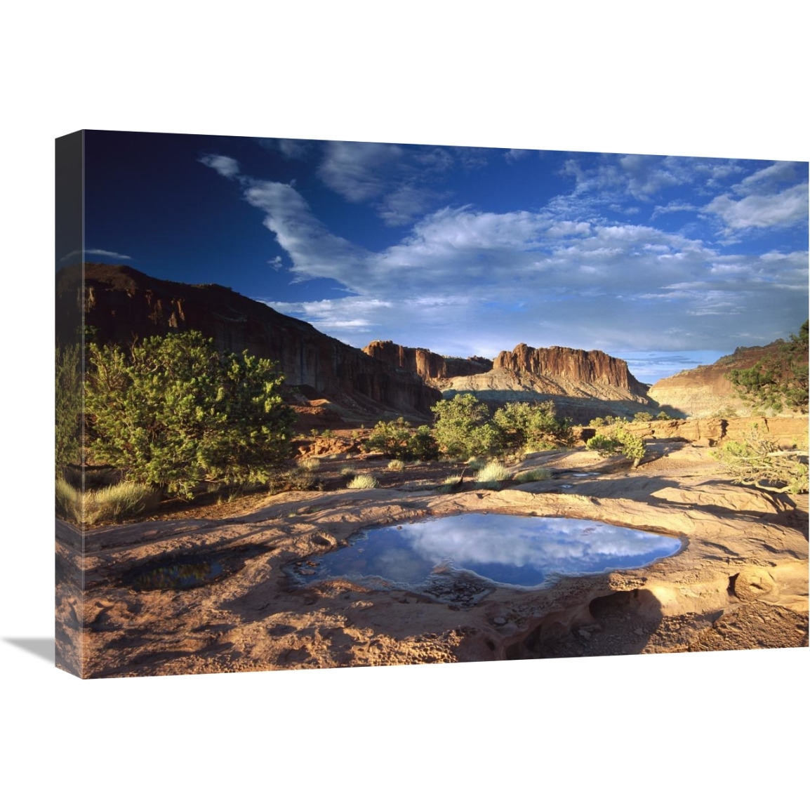 Water pothole at Panorama Point, Capitol Reef National Park, Utah-Canvas Art-24&quotx18"