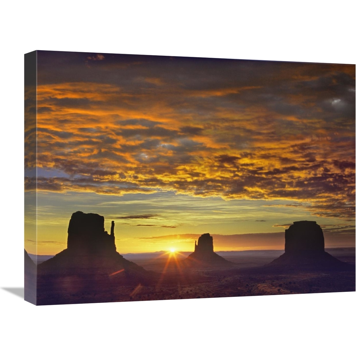 The Mittens and Merrick Butte at sunrise, Monument Valley, Arizona-Canvas Art-24&quotx18"