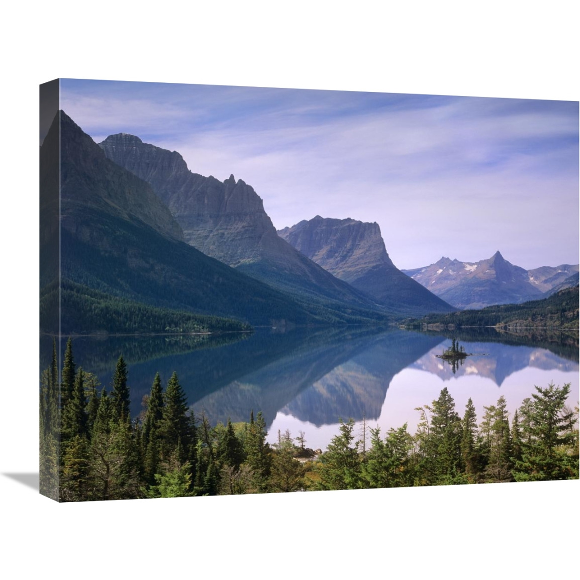 Wild Goose Island in St Mary&quots Lake, Glacier National Park, Montana-Canvas Art-24&quotx18"