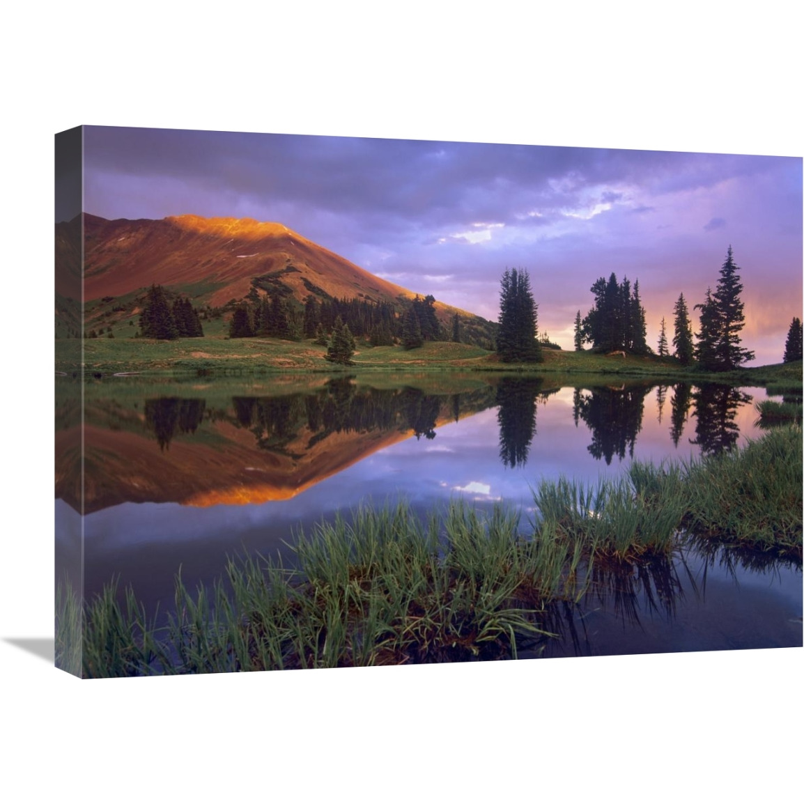 Mount Baldy at sunset reflected in lake along Paradise Divide, Colorado-Canvas Art-24&quotx18"