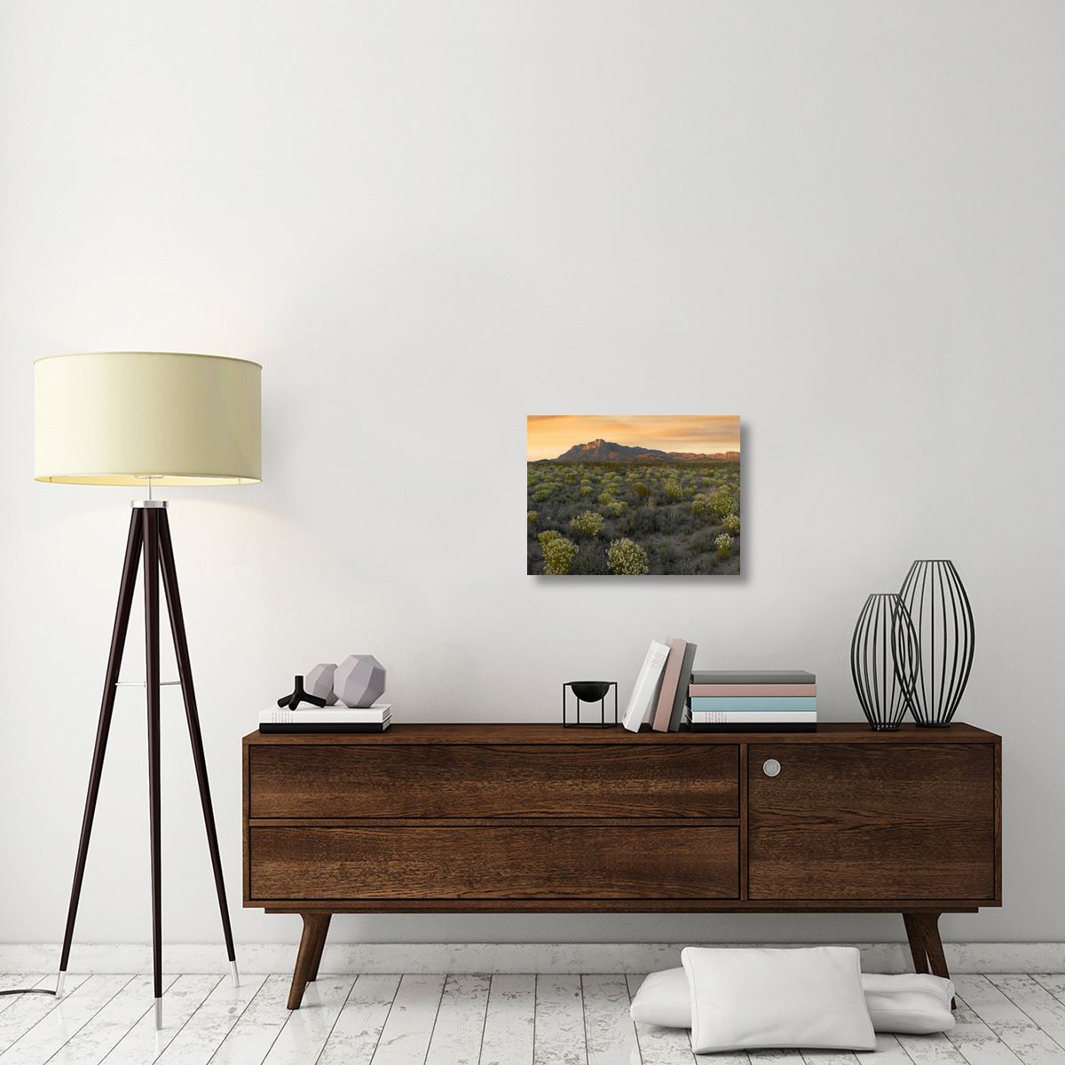 Pepperweed meadow beneath El Capitan, Guadalupe Mountains National Park, Texas-Canvas Art-24&quotx18"