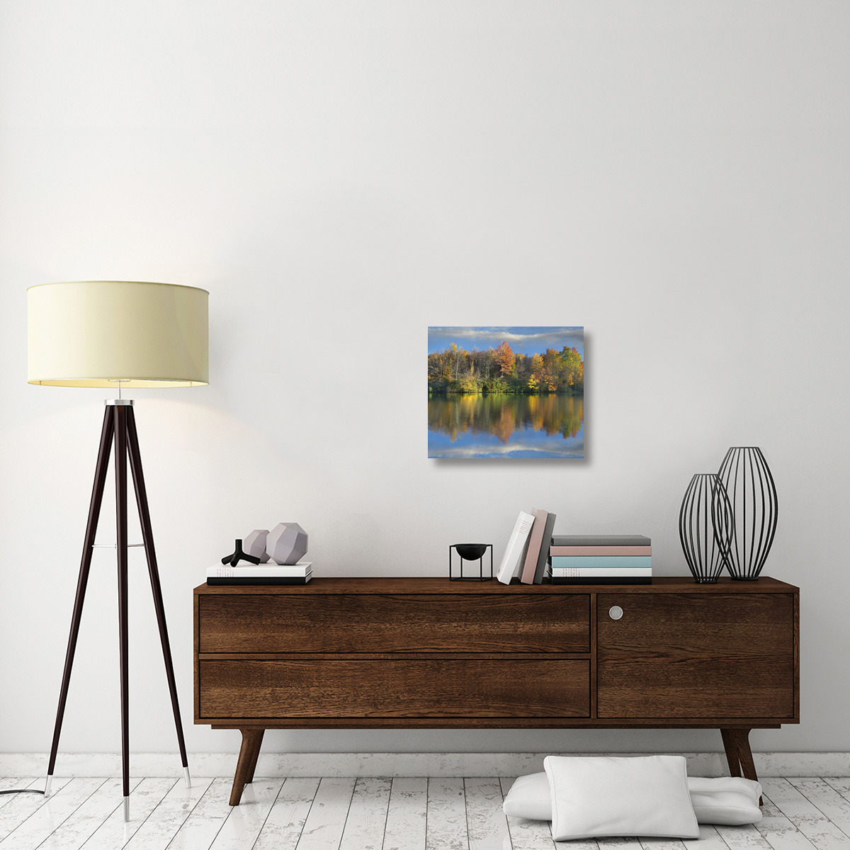 Deciduous forest in autumn along Price Lake, Blue Ridge Parkway, North Carolina-Canvas Art-22&quotx18.7"