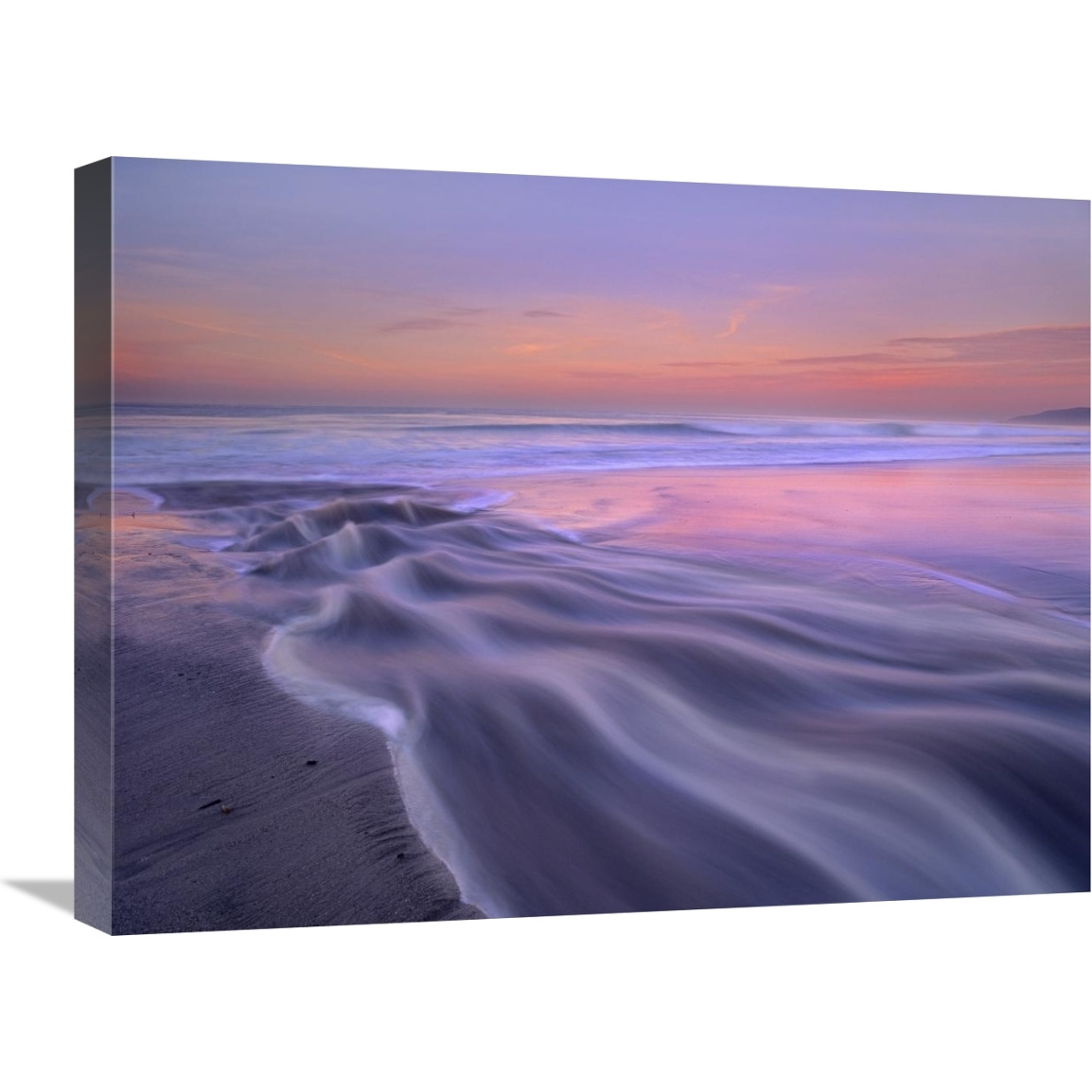 Fresh water stream flowing into the Pacific Ocean, Zuma Beach, Malibu, California-Canvas Art-24&quotx18"