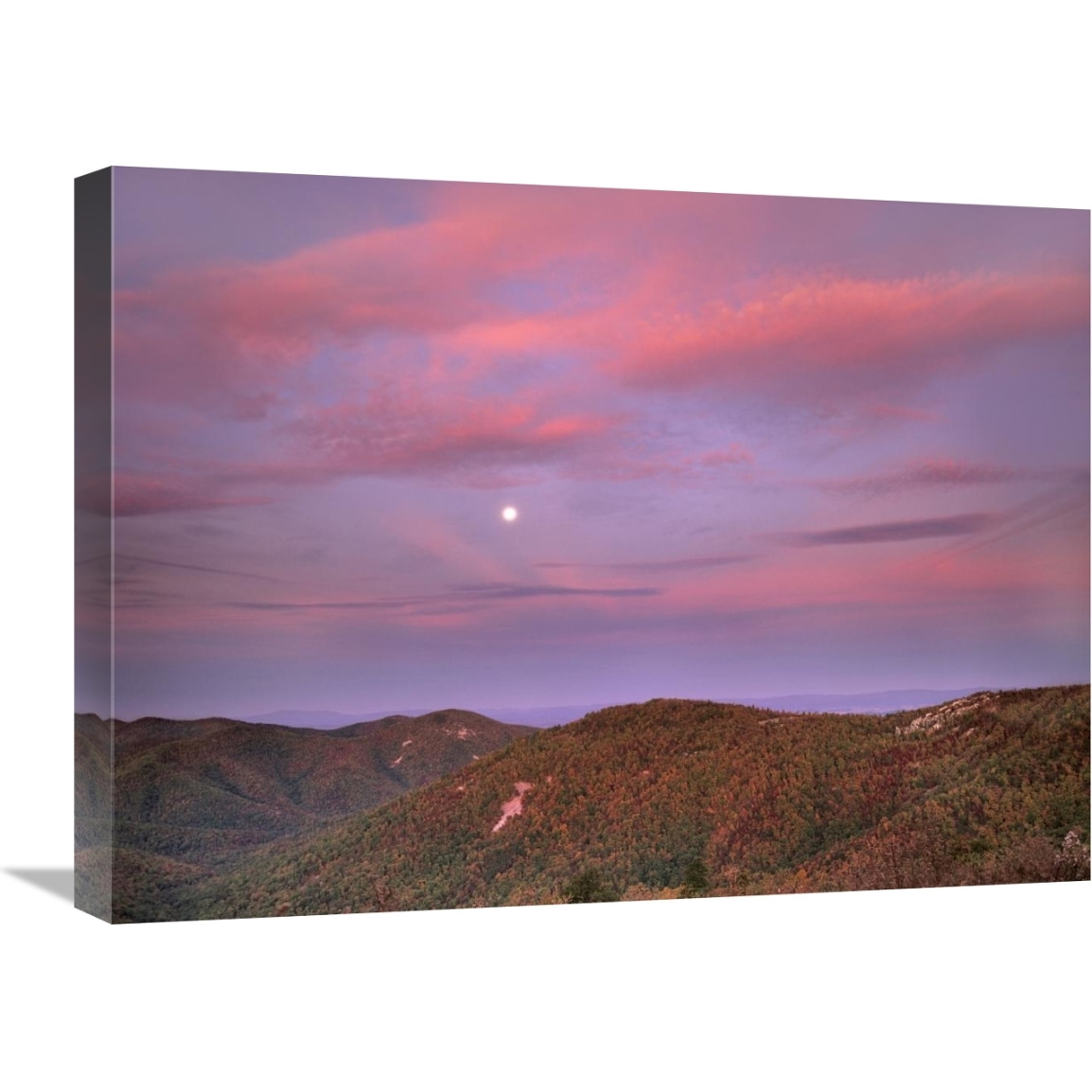 Moon over Blue Ridge Range and Lost Cove Cliffs, Blue Ridge Parkway, North Carolina-Canvas Art-24&quotx18"