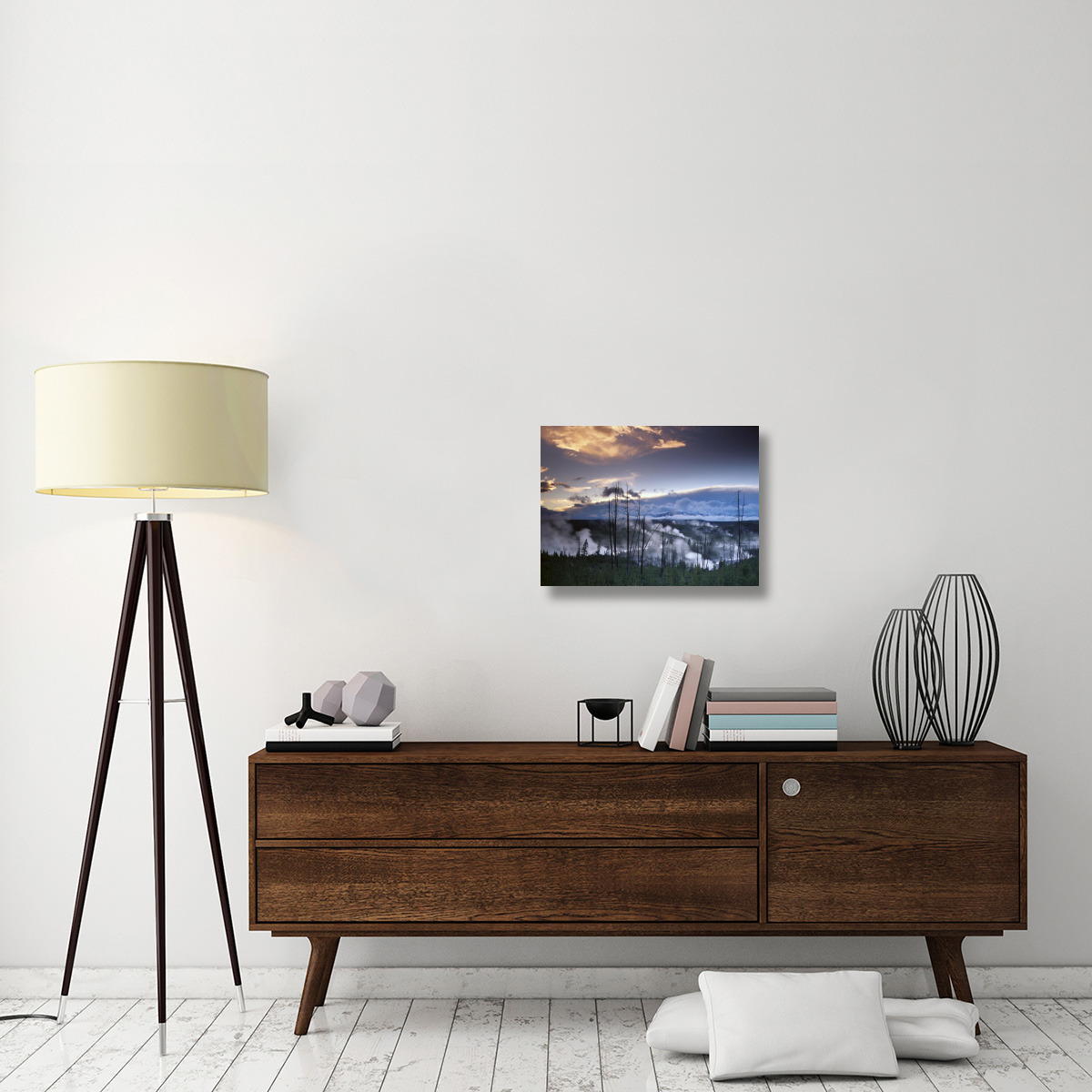 Norris Geyser basin with steam plumes from geysers, Yellowstone National Park, Wyoming-Canvas Art-24&quotx18"