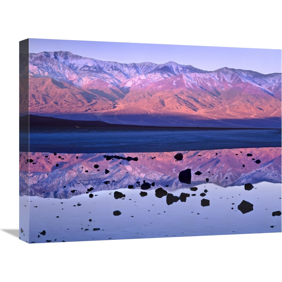Panamint Range reflected in standing water at Badwater, Death Valley National Park, California-Canvas Art-24&quotx18"