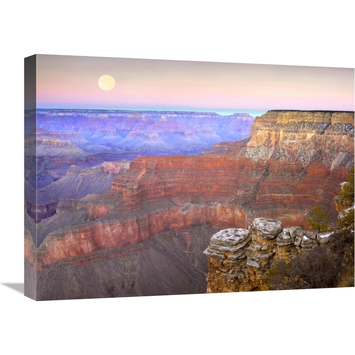 Full moon over the Grand Canyon at sunset as seen from Pima Point, Grand Canyon National Park, Arizona-Canvas Art-24&quotx18"