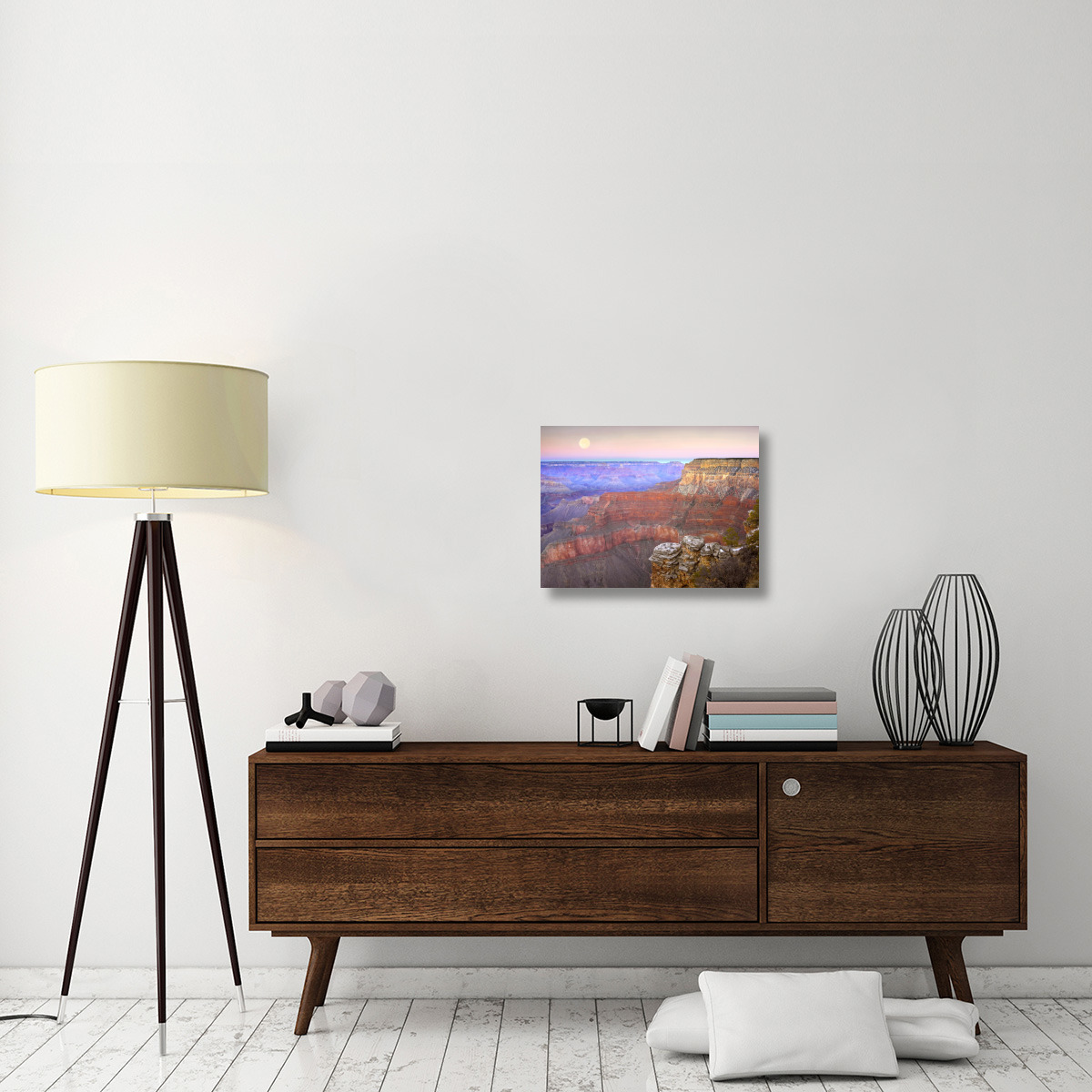 Full moon over the Grand Canyon at sunset as seen from Pima Point, Grand Canyon National Park, Arizona-Canvas Art-24&quotx18"