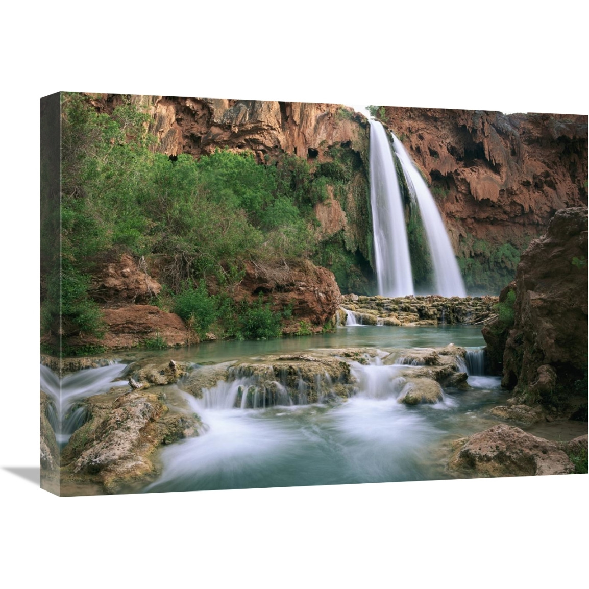 Havasu Creek, lined with Cottonwood trees, Havasu Falls, Grand Canyon, Arizona-Canvas Art-24&quotx18"