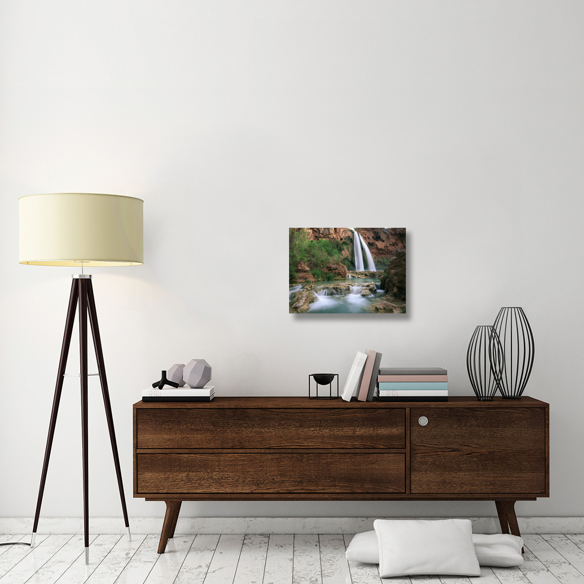 Havasu Creek, lined with Cottonwood trees, Havasu Falls, Grand Canyon, Arizona-Canvas Art-24&quotx18"