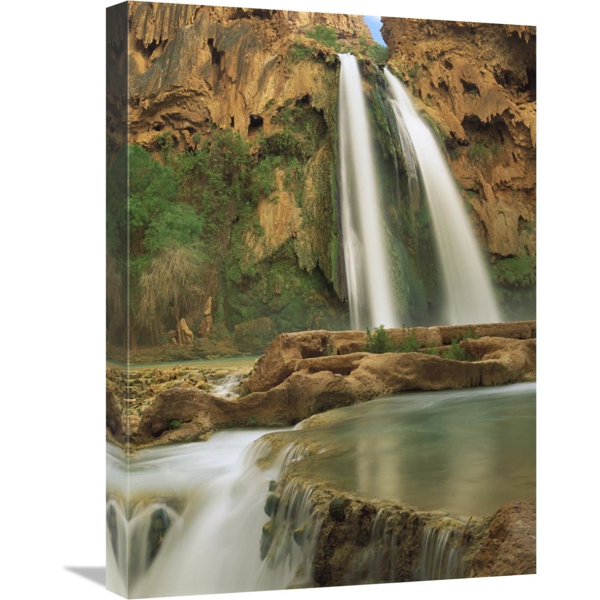 Havasu Creek, lined with Cottonwood trees, Havasu Falls, Grand Canyon, Arizona-Canvas Art-18&quotx24"