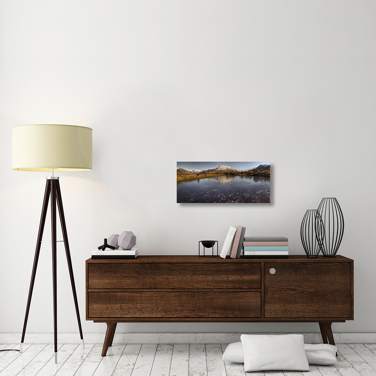 Frozen tarn seen from Mt Sunday near Mt Potts Station, Canterbury, New Zealand-Canvas Art-30&quotx13.2"