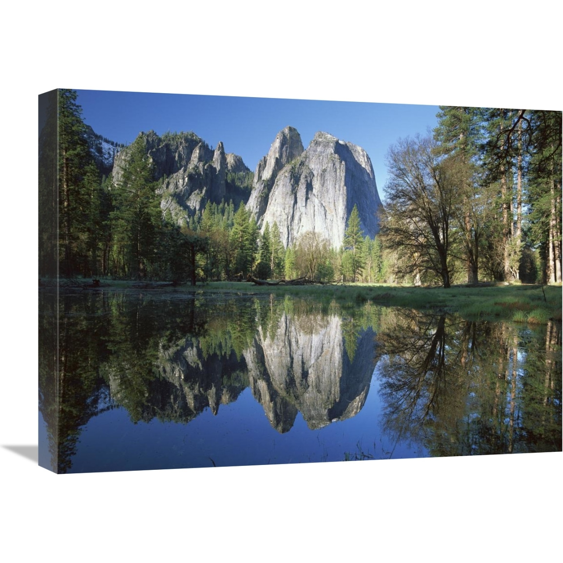 Cathedral rock reflected in the Merced River, Yosemite NP, California-Canvas Art-24&quotx18"