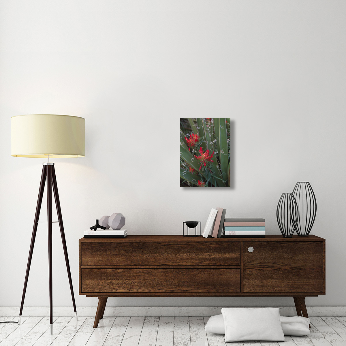 Paintbrush growing among with Banana Yucca , North America-Canvas Art-18&quotx24"