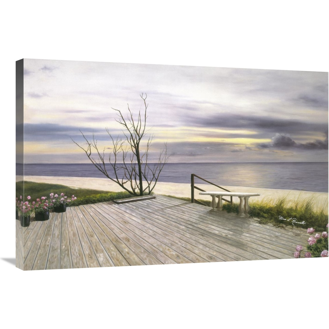 Sunset & Flowers-Canvas Art-36&quotx24"