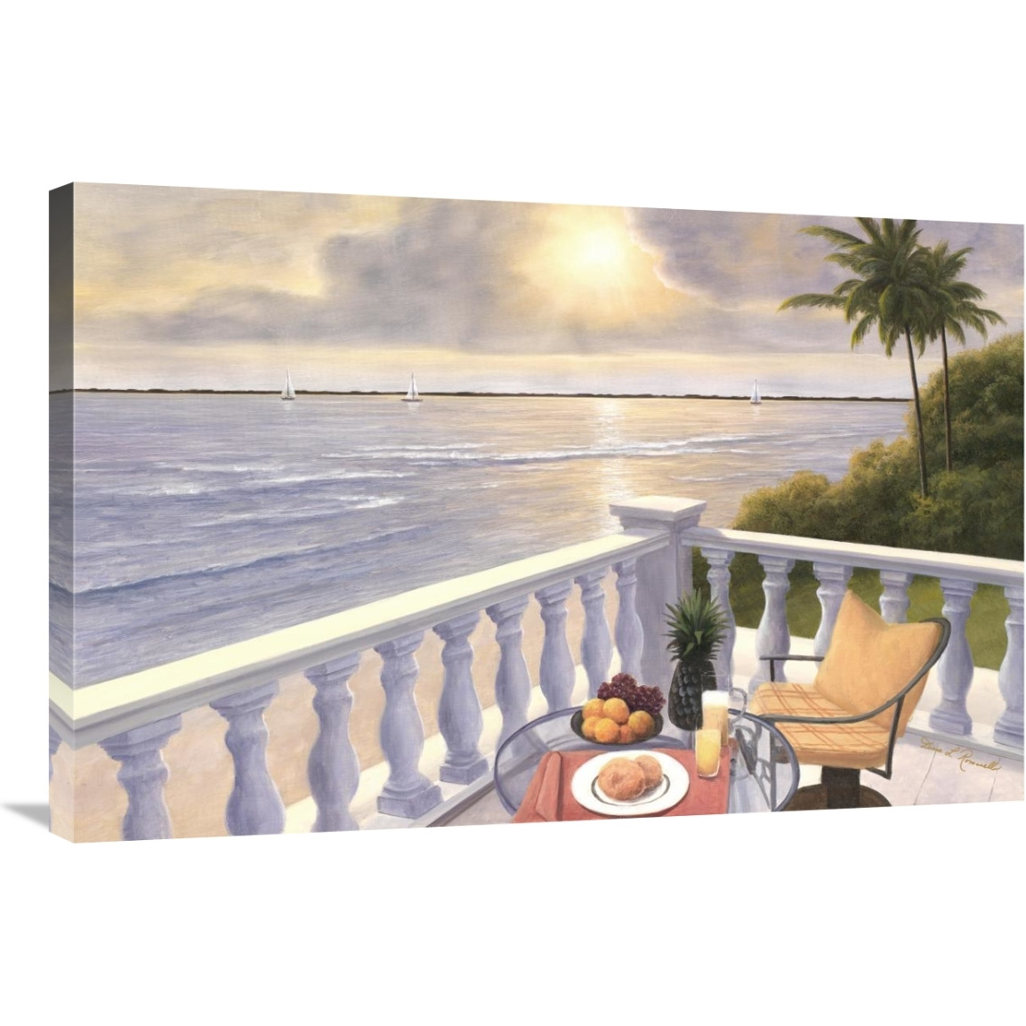 Breakfast on the Veranda-Canvas Art-36&quotx24"
