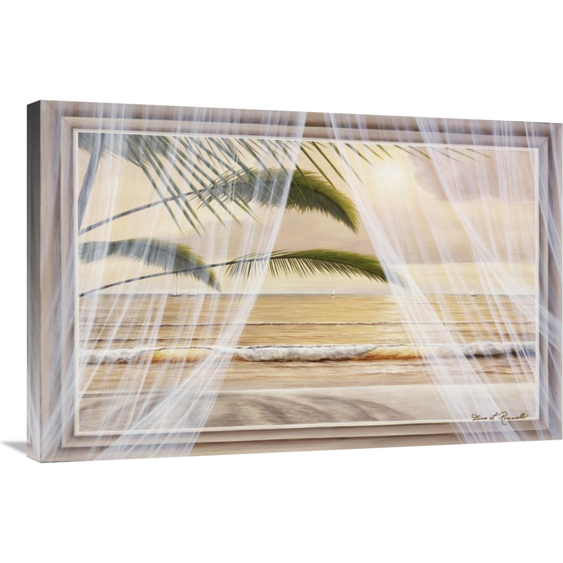Surf & Palm View-Canvas Art-36&quotx24"