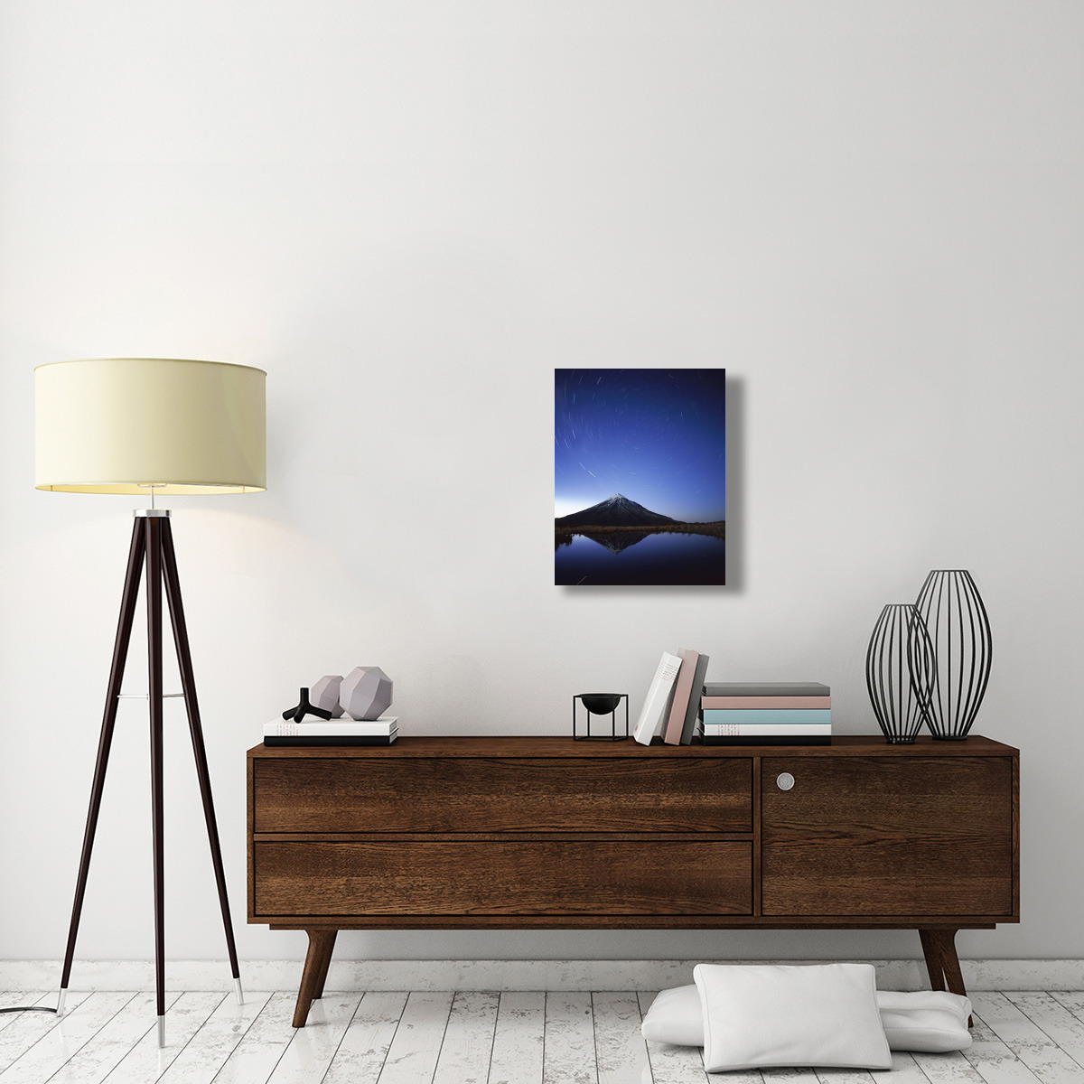 Star trails around the south celestial pole over Mt Taranaki, New Zealand-Canvas Art-20&quotx24"