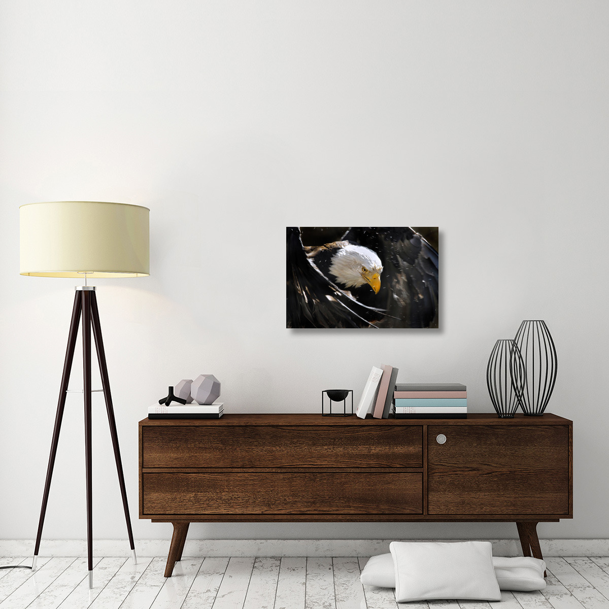 Bald Eagle Bath III-Canvas Art-30&quotx20.1"
