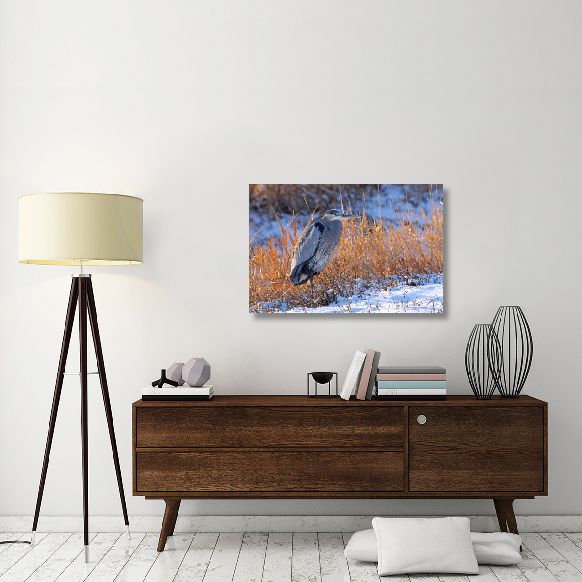 Heron in Winter I-Canvas Art-40&quotx26.8"
