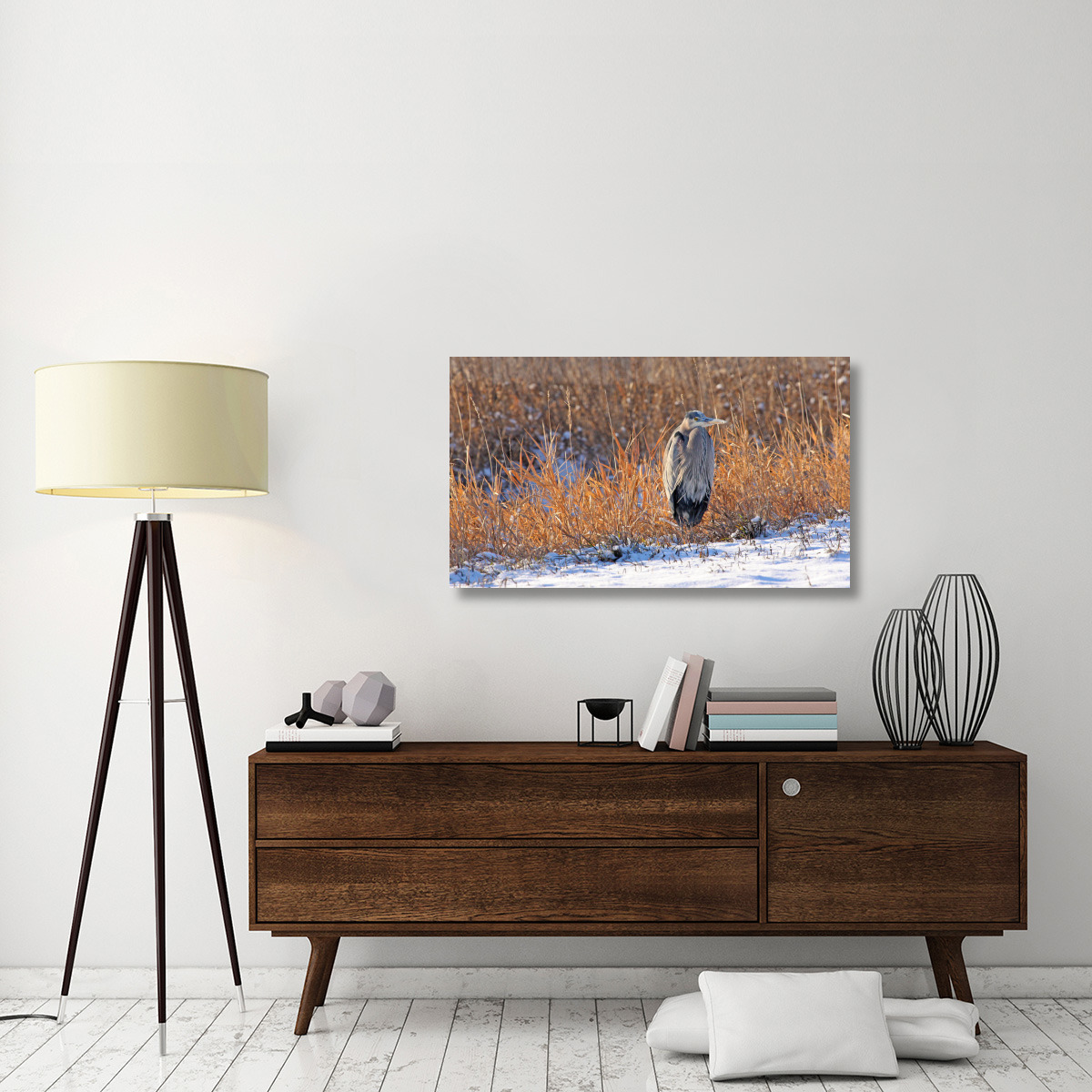 Heron in Winter II-Canvas Art-44&quotx25.52"